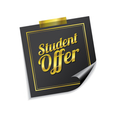 Student Offer Golden Sticky Notes Vector Icon Design