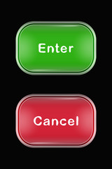 Modern Glass Buttons Enter Cancel