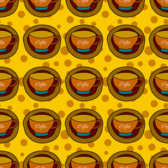 Seamless pattern with coffee cups