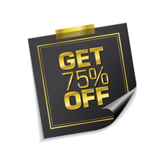 Get 75 Percent Golden Sticky Notes Vector Icon Design