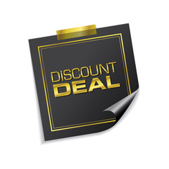 Discount Deal Golden Sticky Notes Vector Icon Design