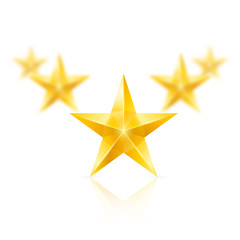 Five gold stars in the shape of wedge