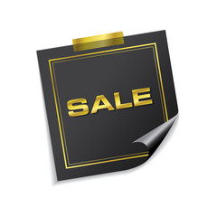Sale Golden Sticky Notes Vector Icon Design