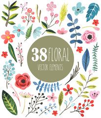 38 floral vector watercolor elements