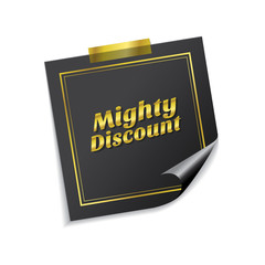 Mighty Discount Golden Sticky Notes Vector Icon Design