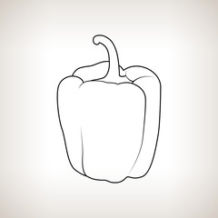 Pepper ,Image Sweet Pepper, Capsicum in the Contours on a Light Background, Black and White Vector Illustration