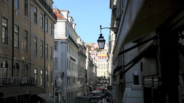 Shopping street of Baixa neighborhood in Lisbon
