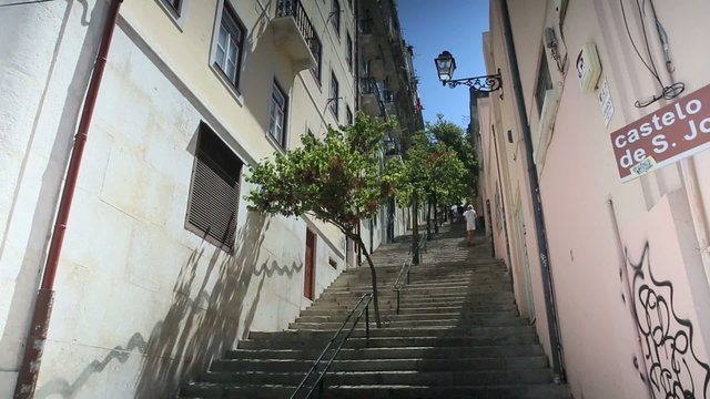 Stairs going up to Saint George castle of Lisbon