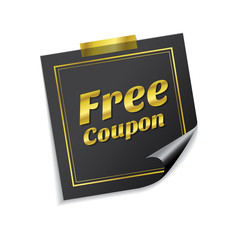 Free Coupon Golden Sticky Notes Vector Icon Design