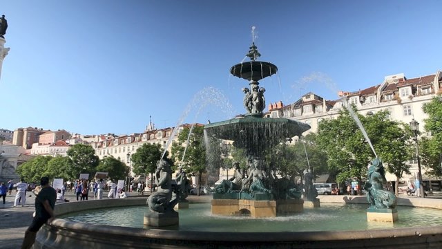 Fountain at Dom Pedro IV square, Lisbon