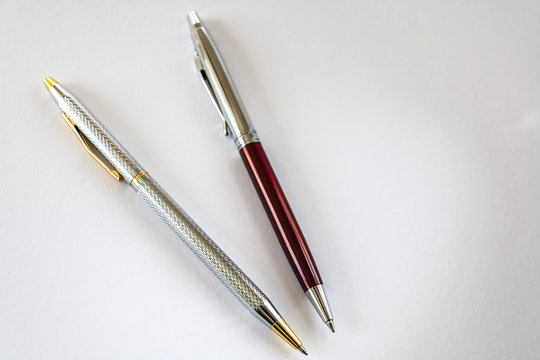 Two Ballpoint Pen On White Background