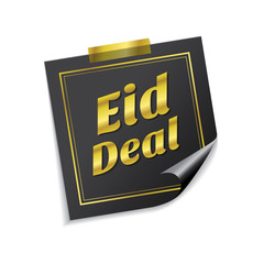 Eid Deal Golden Sticky Notes Vector Icon Design