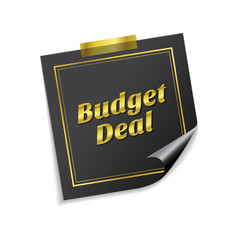 Budget Deal Golden Sticky Notes Vector Icon Design
