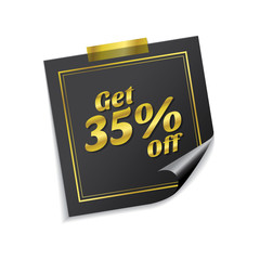 Get 35 percent Golden Sticky Notes Vector Icon Design