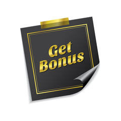 Get Bonus Golden Sticky Notes Vector Icon Design