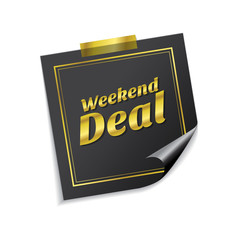 Weekend Deal Golden Sticky Notes Vector Icon Design
