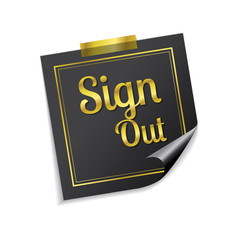 Sign Out Golden Sticky Notes Vector Icon Design