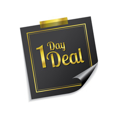 1 Day Deal Golden Sticky Notes Vector Icon Design
