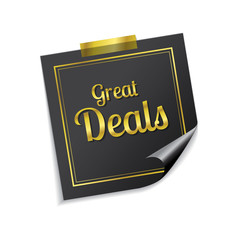 Great Deals Golden Sticky Notes Vector Icon Design