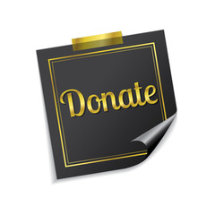 Donate Golden Sticky Notes Vector Icon Design