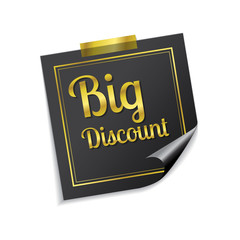 Big Discount Golden Sticky Notes Vector Icon Design