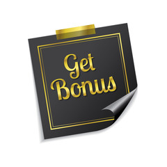 Get Bonus Golden Sticky Notes Vector Icon Design