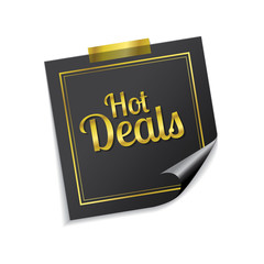 Hot Deals Golden Sticky Notes Vector Icon Design