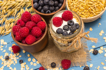 oat, oatmeal and fresh fruits