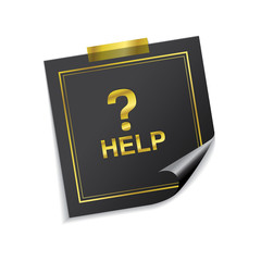Help Golden Sticky Notes Vector Icon Design