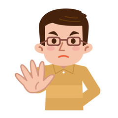 拒否する中高年男性