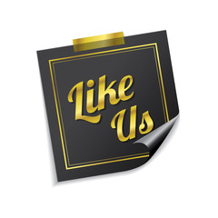 Like Us Golden Sticky Notes Vector Icon Design