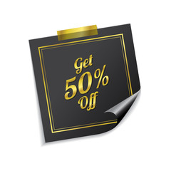 Get 50 Percent Golden Sticky Notes Vector Icon Design