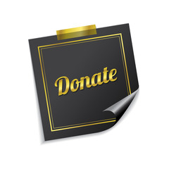 Donate Golden Sticky Notes Vector Icon Design