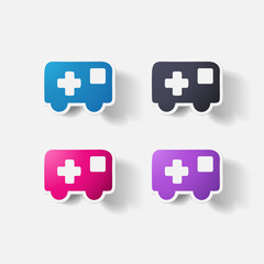 Fototapeta premium Paper clipped sticker Isolated illustration icon