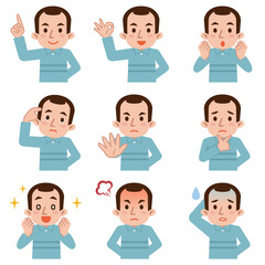 中高年男性の表情セット