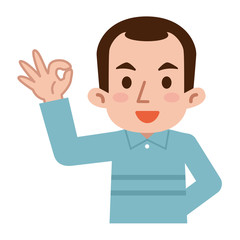 OKサインの中高年男性