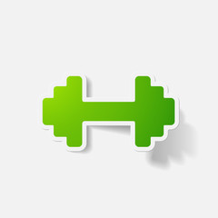 Paper clipped sticker: dumbbell