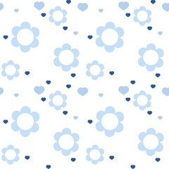 Vector seamless baby pattern flowers and hearts