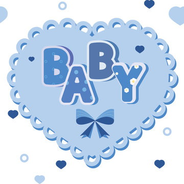 vector baby blue banner with hearts