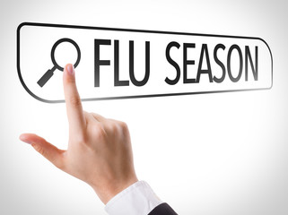 Flu Season written in search bar on virtual screen