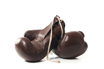 vintage Boxing Gloves on White