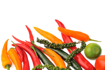 hot chili peppers isolated on a white background