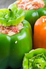 Raw stuffed bell peppers.