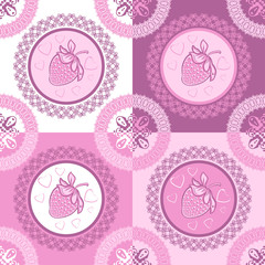 Seamless pattern with strawberries.Vector illustration.
