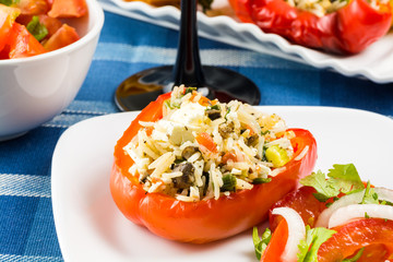 Vegetarian stuffed bell peppers.