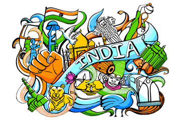 Obraz na płótnie Canvas Doodle on India concept