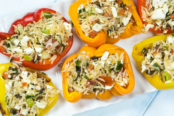 Vegetarian stuffed bell peppers.