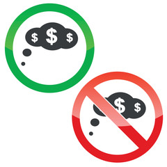 Dollar thought permission signs set