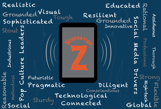 Generation Z word cloud with a mobile device