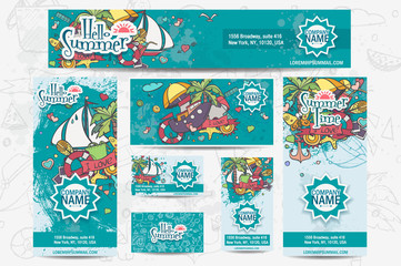 Large set of vector corporate templates on a summer theme